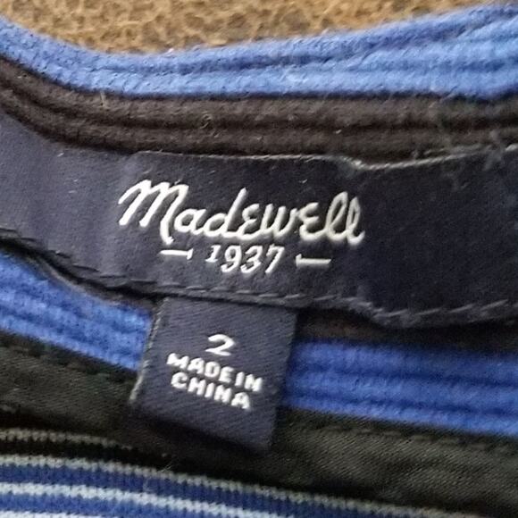 MADEWELL blue and black striped dress size 2 layered tucks - Picture 4 of 5